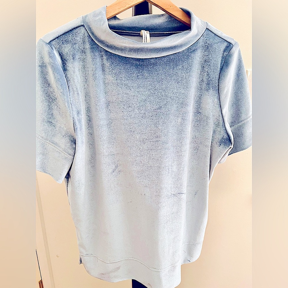 Anthropologie Blue Velvet Mock neck top